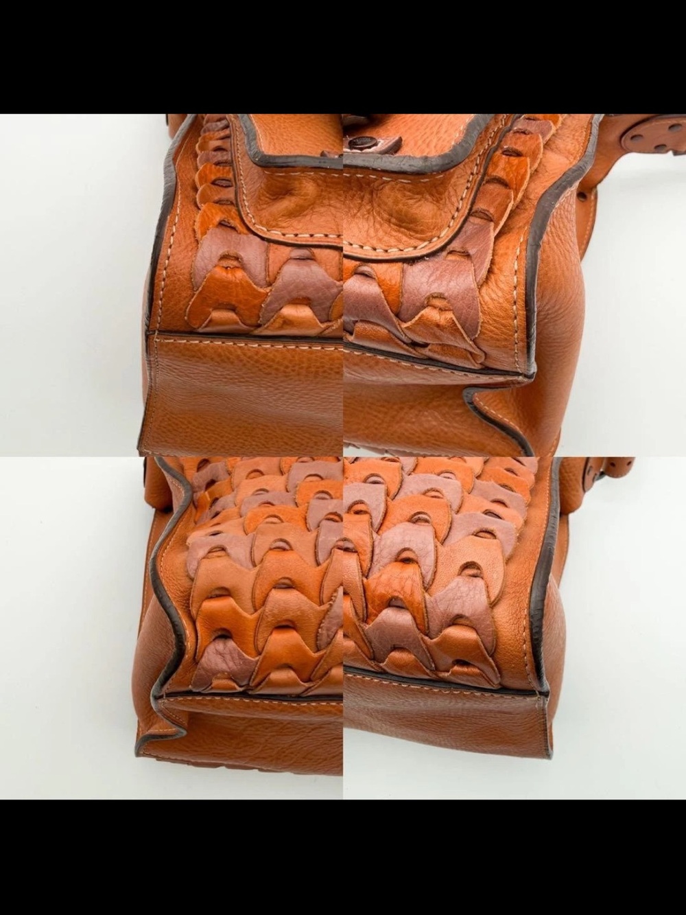 Mulberry Tan Leather Buckle-Front Braided Satchel - Picture 7 of 12
